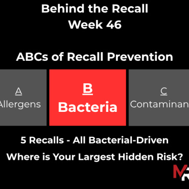 November 9, 2025 – November 15, 2025 – 5 Recalls (5 FDA, 0 USDA)