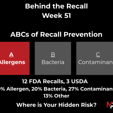 December 14, 2025 – December 20, 2025 – 15 Recalls (12 FDA, 3 USDA)